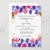 Pink Purple Flowers Hochzeitseinladung Einladung (Vorne/Hinten)