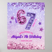 Pink Purple Glitter 67 Birthday Party Poster (Vorne)