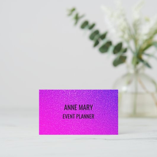 Pink Purple Glitter Event Wedding Planner Girly Visitenkarte (Stehend Vorderseite)