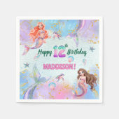 Pink Purple Glitter Mermaids 12th Birthday Party Serviette (Vorderseite)