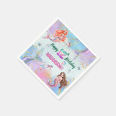 Pink Purple Glitter Mermaids 12th Birthday Party Serviette (Ecke)
