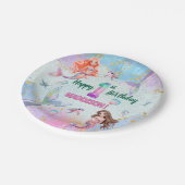 Pink Purple Glitter Mermaids 1st Birthday Party Pappteller (Schrägansicht)