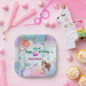 Pink Purple Glitter Mermaids 2nd Birthday Party Pappteller (Party)
