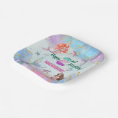 Pink Purple Glitter Mermaids 2nd Birthday Party Pappteller (Gewinkelt)