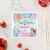 Pink Purple Glitter Mermaids 3rd Birthday Party Serviette (Beispiel)