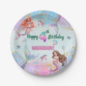 Pink Purple Glitter Mermaids 4th Birthday Party Pappteller (Vorderseite)