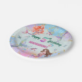 Pink Purple Glitter Mermaids 5th Birthday Party Pappteller (Schrägansicht)