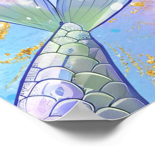 Pink Purple Glitter Mermaids 5th Birthday Welcome Poster (Ecke)