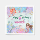 Pink Purple Glitter Mermaids 6th Birthday Party Serviette (Vorderseite)