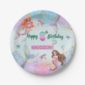 Pink Purple Glitter Mermaids 8th Birthday Party Pappteller (Vorderseite)