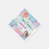 Pink Purple Glitter Mermaids 9th Birthday Party Serviette (Ecke)