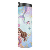 Pink Purple Glitter Mermaids Add Name Thermosbecher (Nach rechts gedreht)