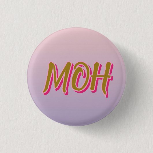 Pink Purple Gradient Script Maid of Honor Button (Vorderseite)