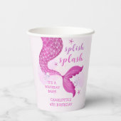 Pink Purple Mermaid Tail Birthday  Pappbecher (Rückseite)