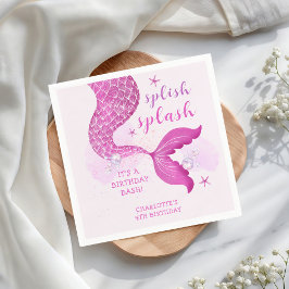 Pink Purple Mermaid Tail Birthday  Serviette