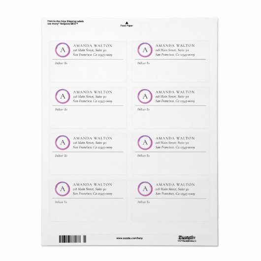 Pink Purple Monogram Business Shipping (Vorne)