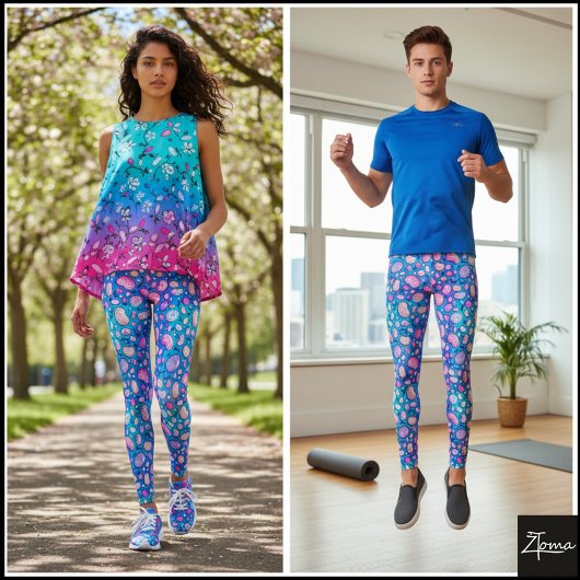 Pink Purple Organic Pebble Blue Gradient Pattern Leggings