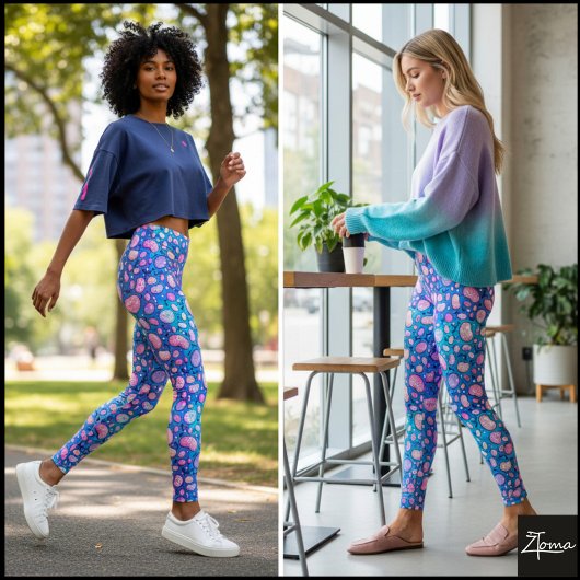 Pink Purple Organic Pebble Blue Gradient Pattern Leggings