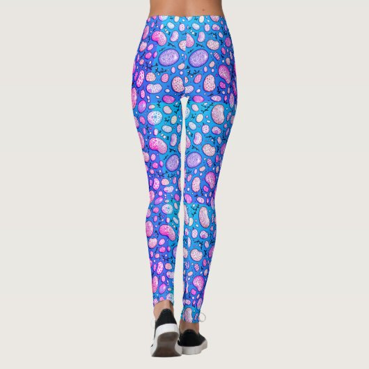 Pink Purple Organic Pebble Blue Gradient Pattern Leggings (Rückseite)
