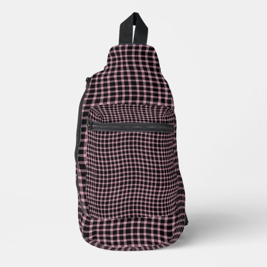 Pink Purple Plaid Checker Seamless Pattern Crossbody Bag (Vorderseite)