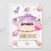 Pink Purple Planet Space First Trip Around the Sun Einladung (Vorderseite)