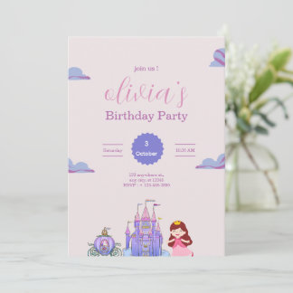 Pink & Purple Prinzessinnen-Geburtstagsfeier für M Einladung