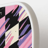Pink & Purple Retro Checkered Pickleball Paddle (Linke Seite)