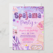 Pink Purple sequin Spajama Party Birthday Einladung (Vorderseite)