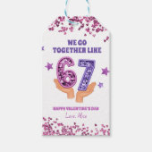 Pink purple sequins 67 shimmer valentine tag geschenkanhänger (Vorderseite)