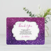 Pink & Purple Sparkling Gemstones Dankeskarte (Stehend Vorderseite)