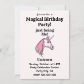 Pink Purple Unicorn Head Magical Birthday Party Einladung (Vorderseite)