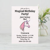 Pink Purple Unicorn Head Magical Birthday Party Einladung (Stehend Vorderseite)