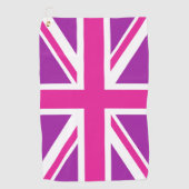 Pink & Purple Union Jack/Flag Golfhandtuch (Vorderseite)