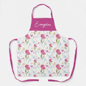 Pink Purple Watercolor Wildflower Custom Name Schürze (Vorderseite)