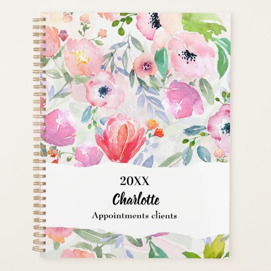Pink purple watercolored flowers 2026 planer (Vorderseite)