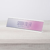 Pink Purple White Minimalist Aesthetic Gradient Schreibtischnamensplakette (Vorderseite )