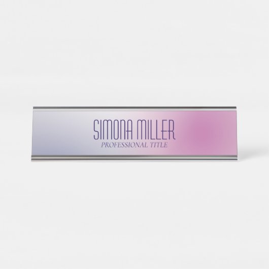 Pink Purple White Minimalist Aesthetic Gradient Schreibtischnamensplakette (Vorderseite )