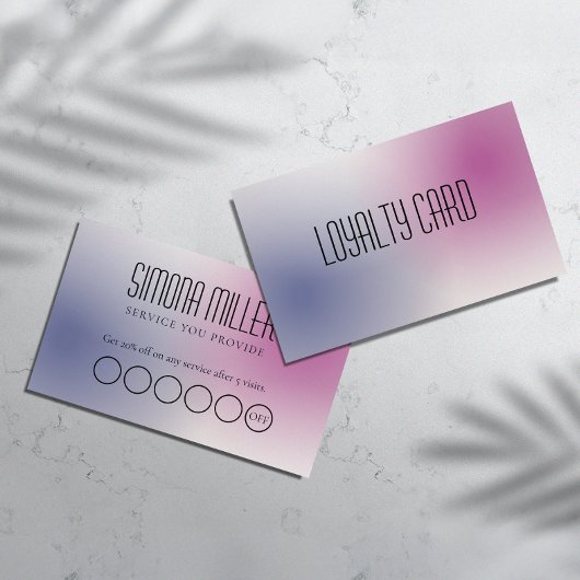 Pink Purple White Minimalist Aesthetic Gradient Visitenkarte