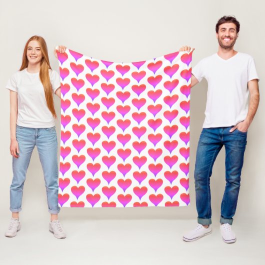 Pink Purple White Ombre Hearts Pattern Fleecedecke (Beispiel)