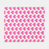 Pink Purple White Ombre Hearts Pattern Fleecedecke (Vorderseite (Horizontal))