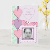 Pink & purple with hearts and photo karte (Gelbe Blume)