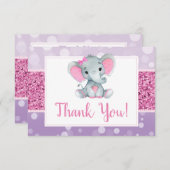Pink PurpleElephant Danke Karte Dusche Geburtstag (Vorne/Hinten)