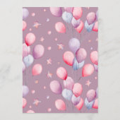 Pink-Purples | Balloons Stars Babydusche Einladung (Rückseite)