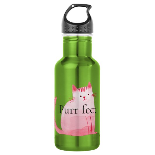 Pink Purrfect Cat Edelstahlflasche (Vorderseite)