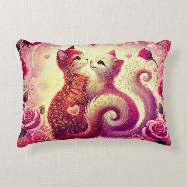 Pink Pussy Cats Zentrierte Kerze Dekokissen (Vorderseite)