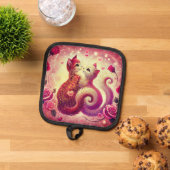 Pink Pussy Cats Zentrierte Kerze Topflappen (Oben Unten)