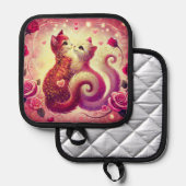 Pink Pussy Cats Zentrierte Kerze Topflappen (Vorderseite/Rückseite)