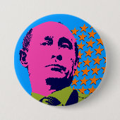 Pink Putin Pop Kunstportrait Button (Vorderseite)