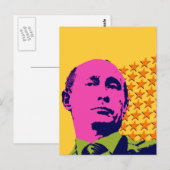 Pink Putin Pop Kunstportrait Postkarte (Vorne/Hinten)