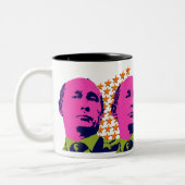 Pink Putin Pop Kunstportrait Zweifarbige Tasse (Links)